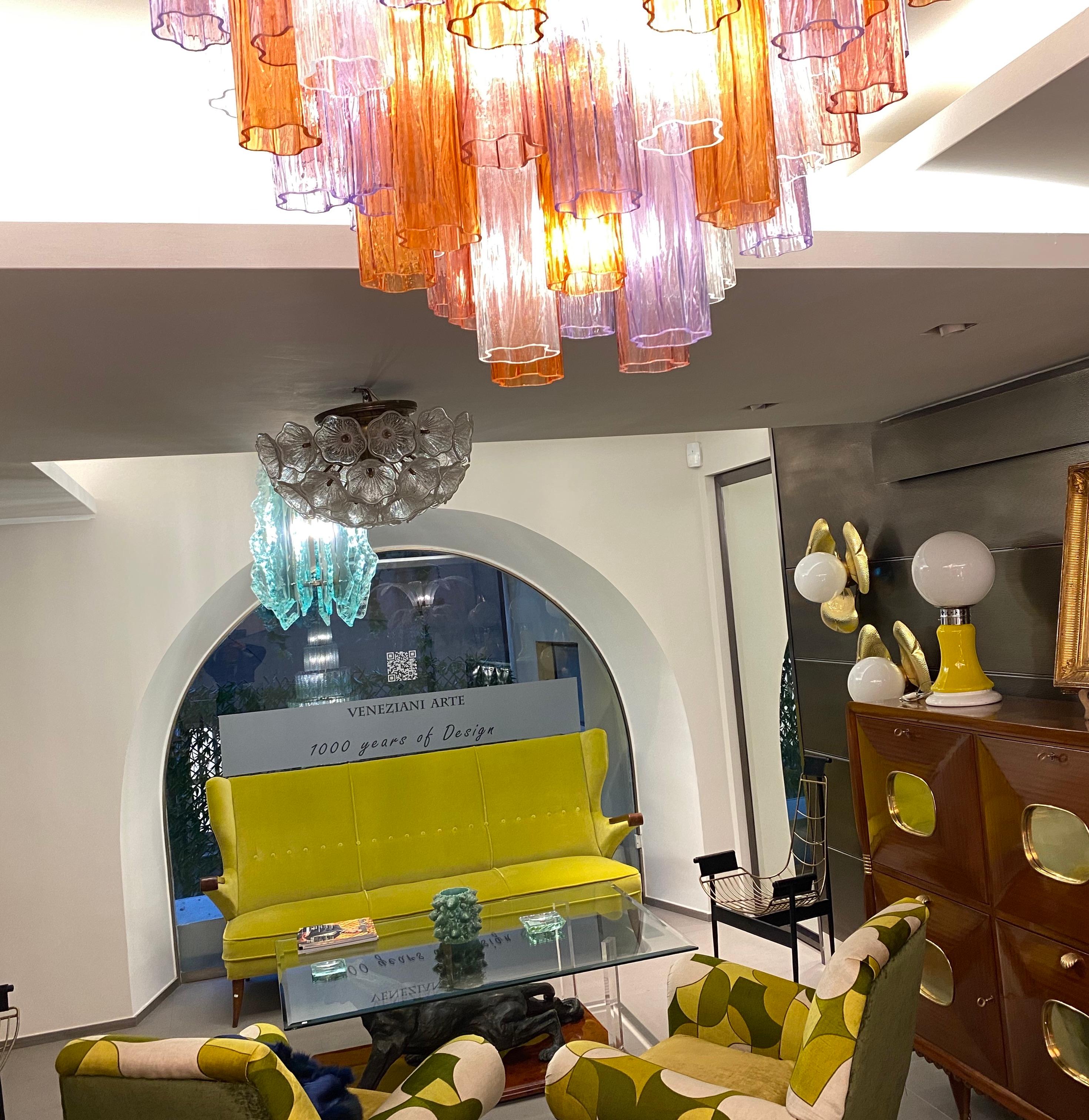 Lampadario moderno multicolore in vetro di Murano Tronchi in vendita 4