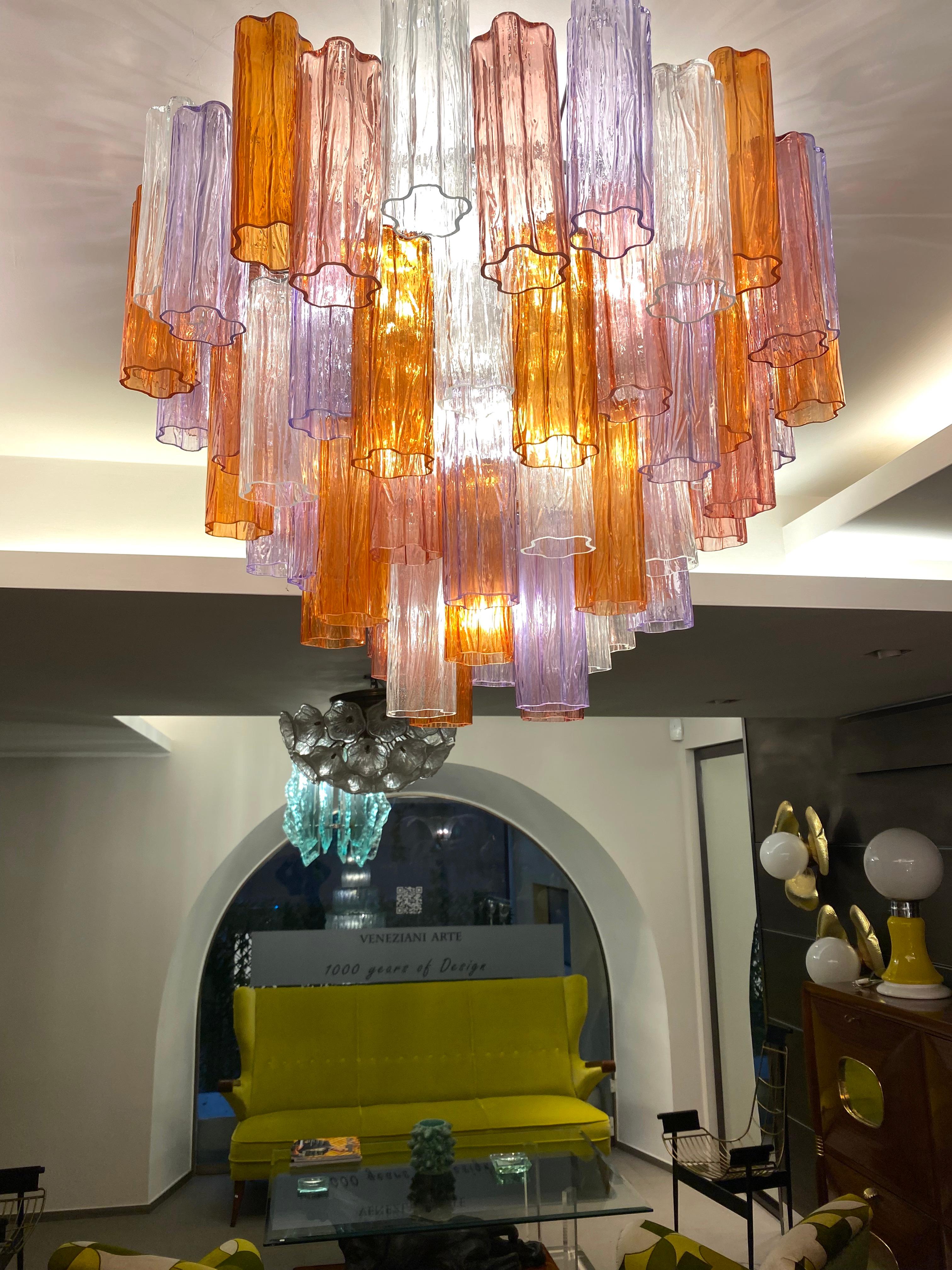 Vetro soffiato Lampadario moderno multicolore in vetro di Murano Tronchi in vendita