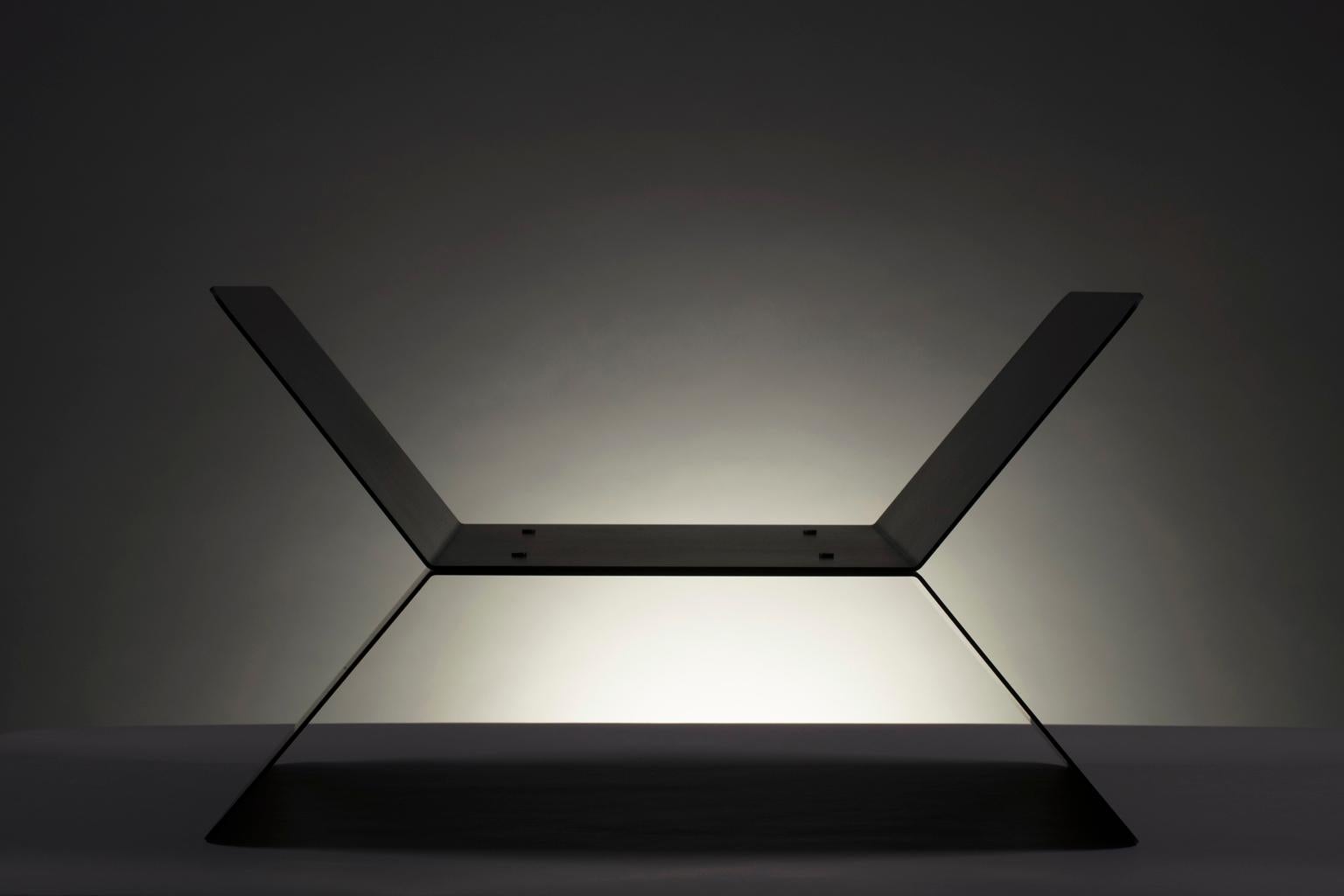 Modern Multifunctional 'X' Steel Side Table and Rack (Display Model) In Good Condition For Sale In Treadwell, NY