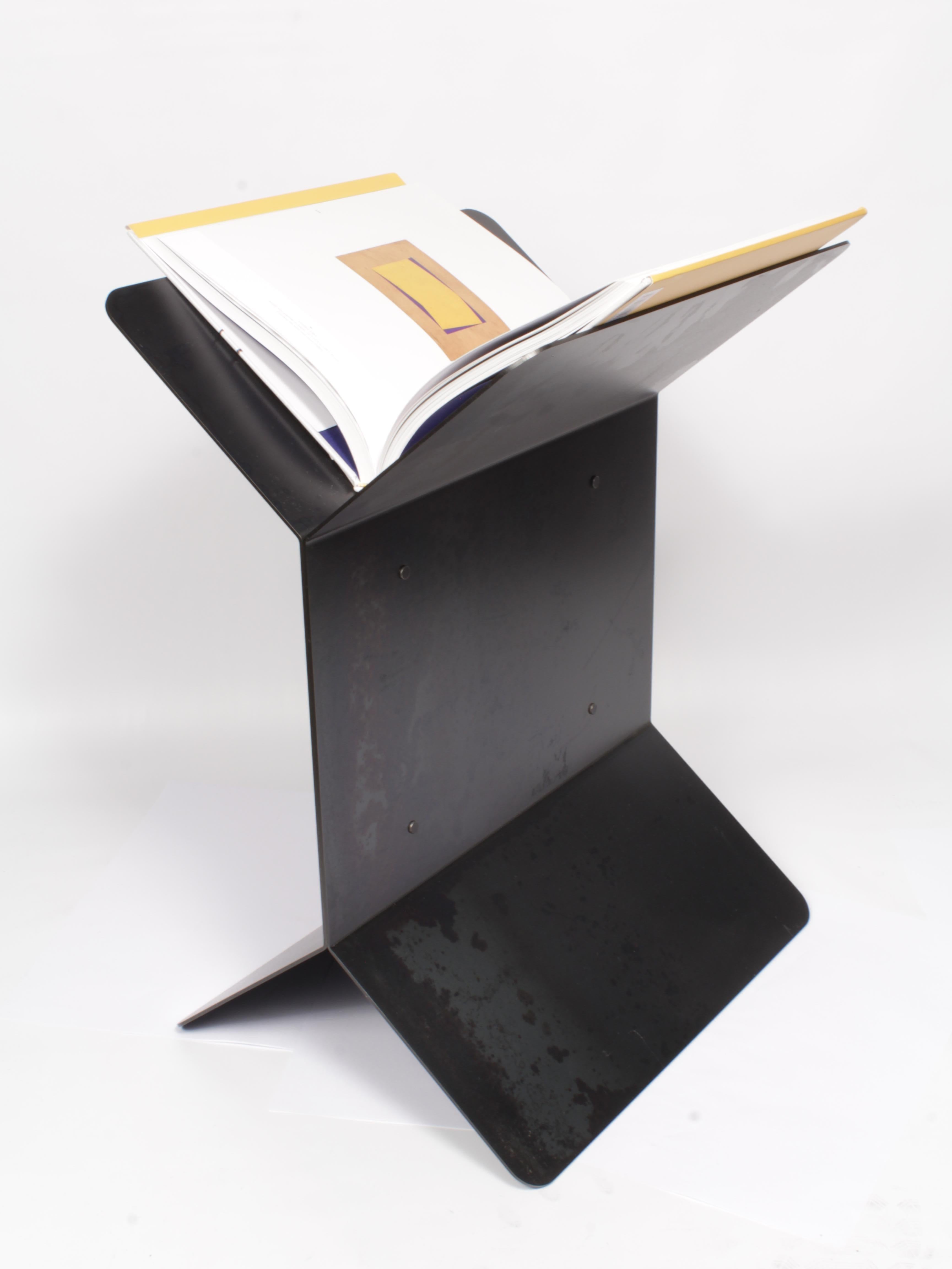 American Modern Multifunctional 'X' Steel Side Table and Rack For Sale