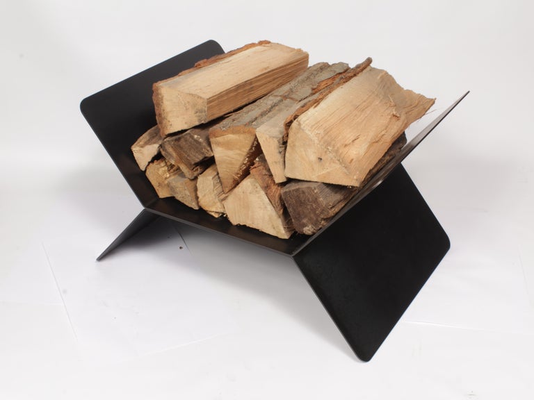 Modern Multifunctional 'X' Steel Side Table and Rack For Sale at 1stDibs