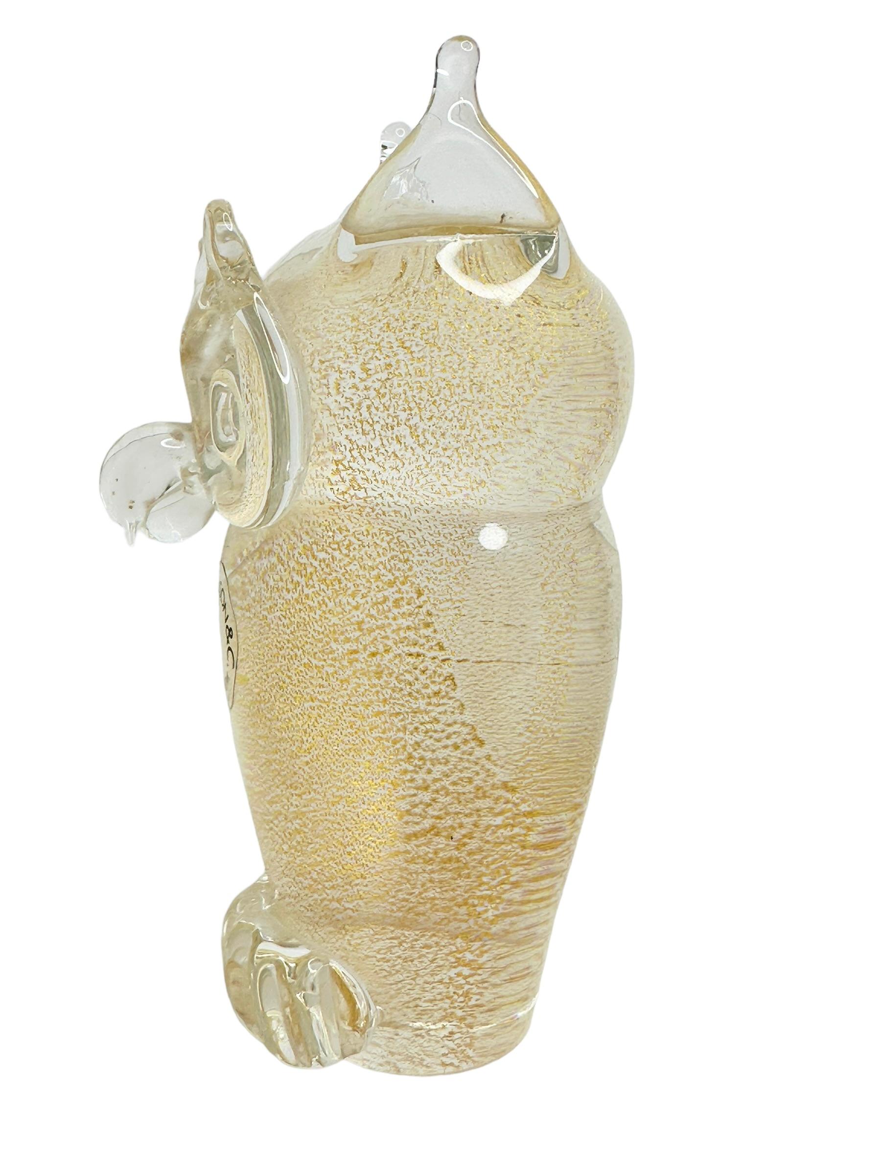 Moderne Eule-Skulptur-Figur aus Murano-Kunstglas, V. Nason Murano, Italien (Italienisch) im Angebot