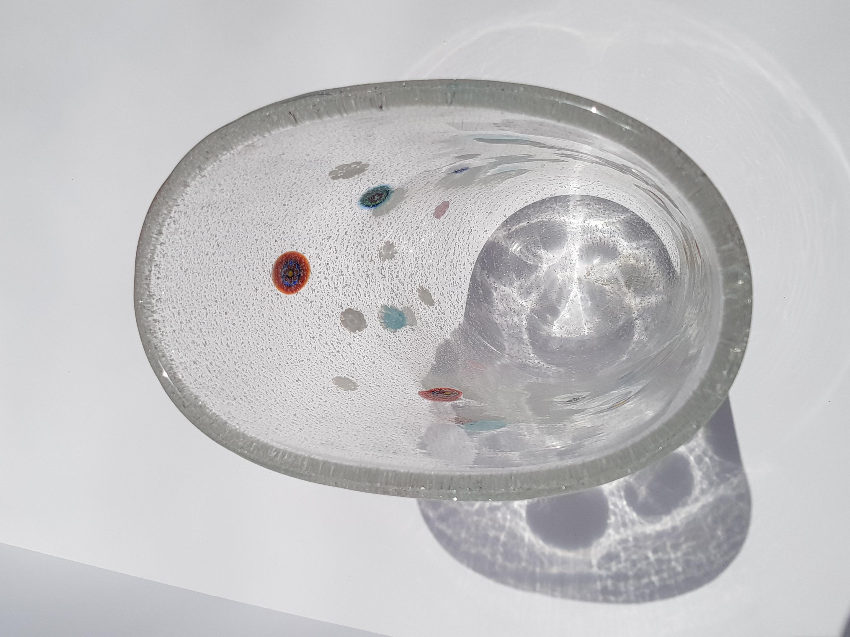 Jarrón moderno de cristal de Murano Gambaro Poggi Hoja de plata Aventurina Murrine Italia en venta 5