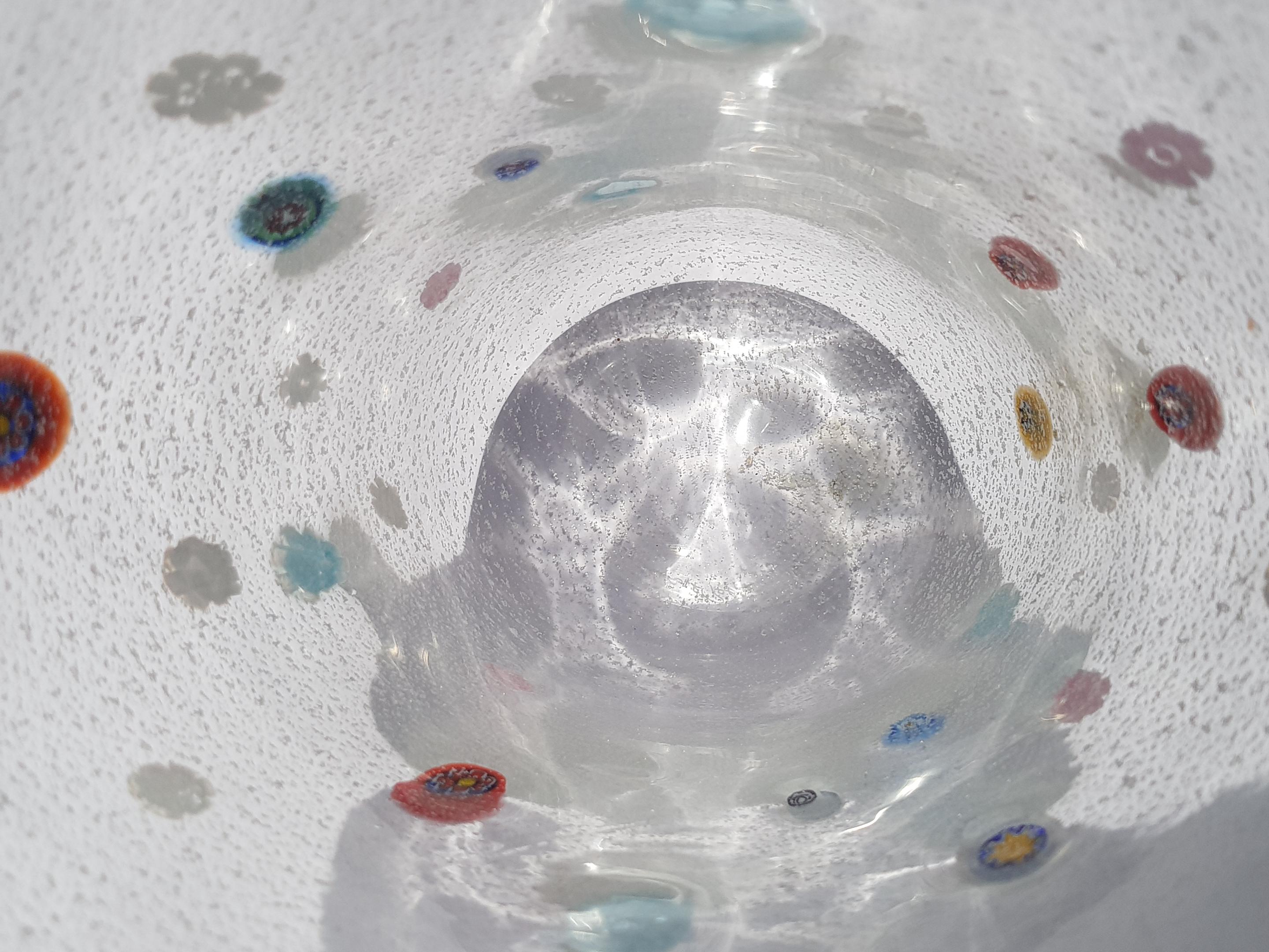 Jarrón moderno de cristal de Murano Gambaro Poggi Hoja de plata Aventurina Murrine Italia en venta 6