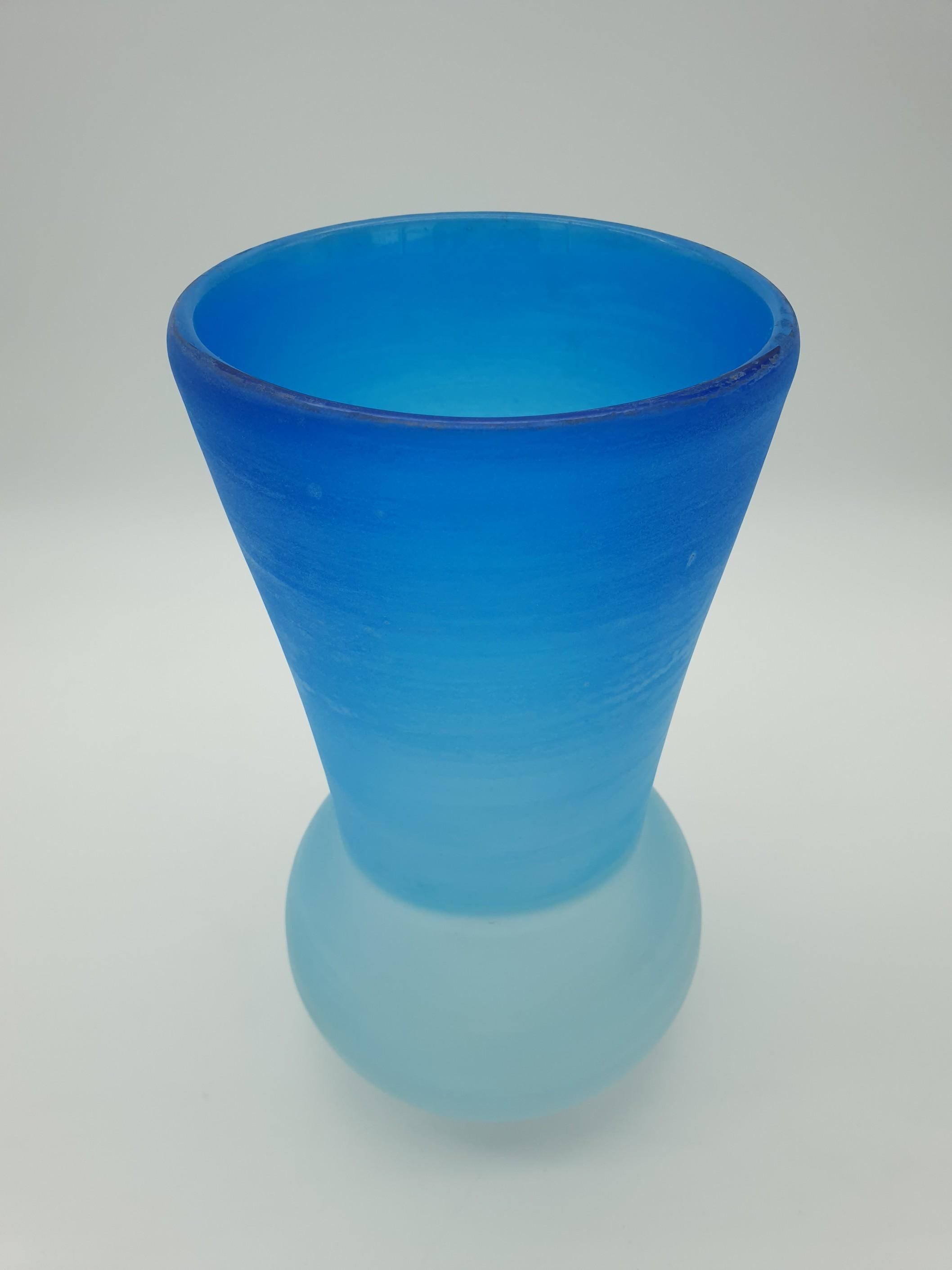 Modern Murano Blue Glass Vase, 