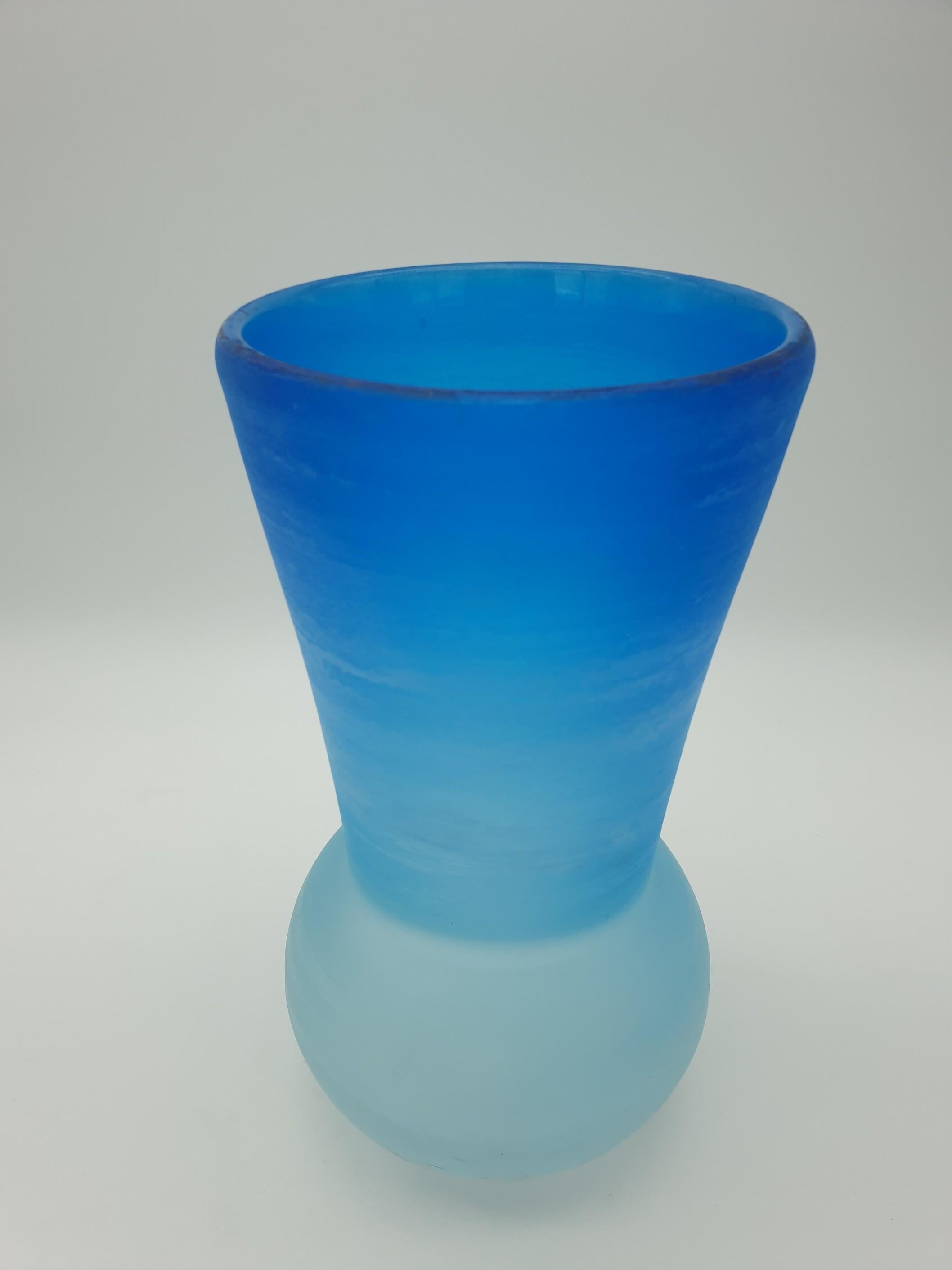 Italian Modern Murano Blue Glass Vase, 