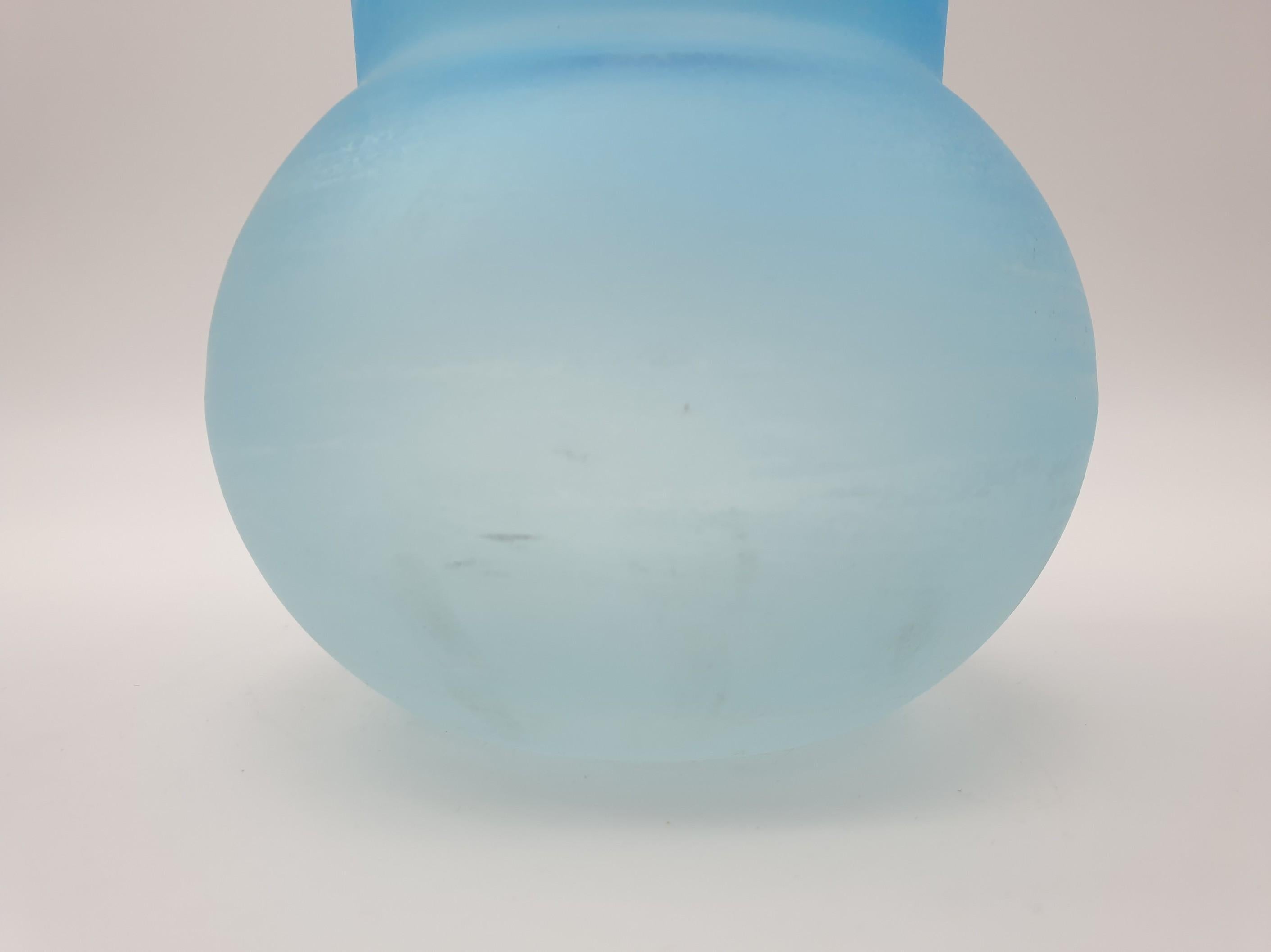 Hand-Crafted Modern Murano Blue Glass Vase, 