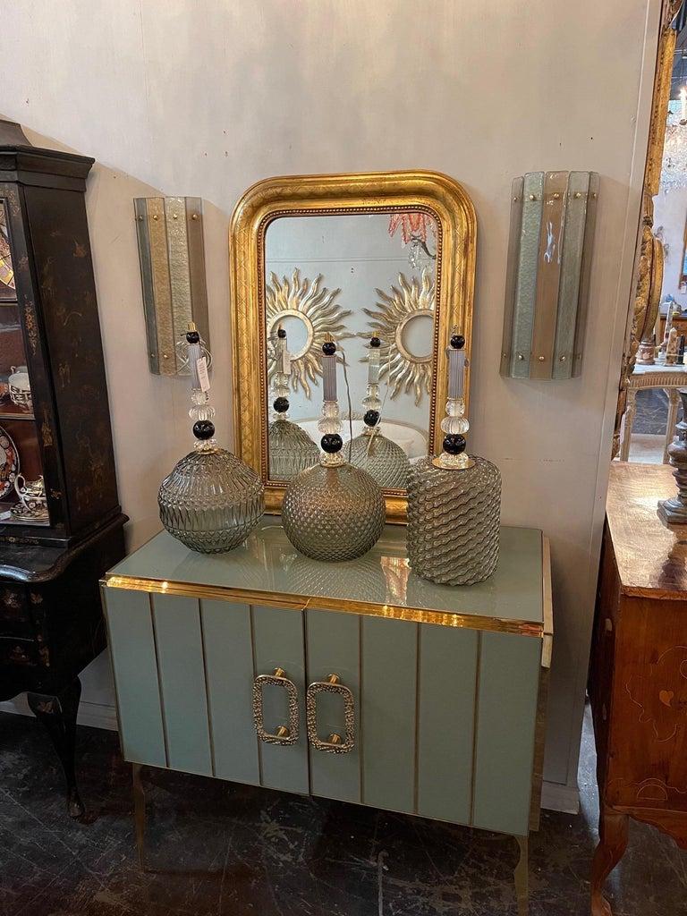 Lámparas modernas de Murano de cristal champán y dorado con latón en Bueno estado para la venta en Dallas, TX