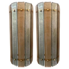 Modern Murano Champagne and Gold Glass Sconces with Brass