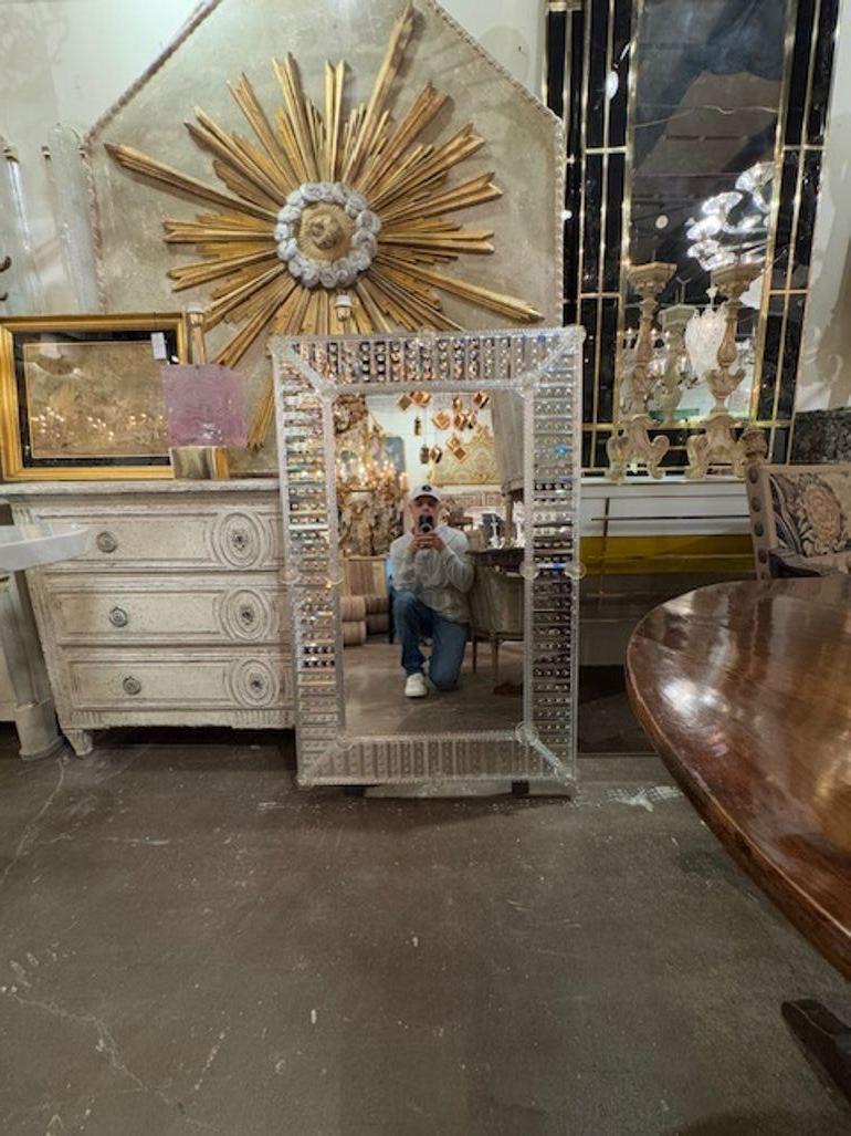 Miroir moderne en verre de Murano gravé en vente 1