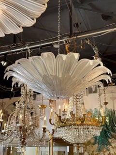 Modern Murano Frost Glass Flower Form Flush Mount Chandelier