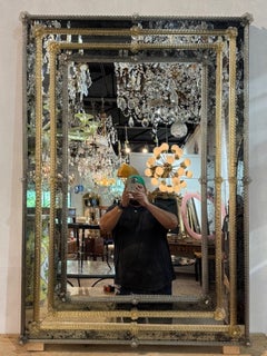 Modern Murano Fume and Gold Twist Glass Mirror