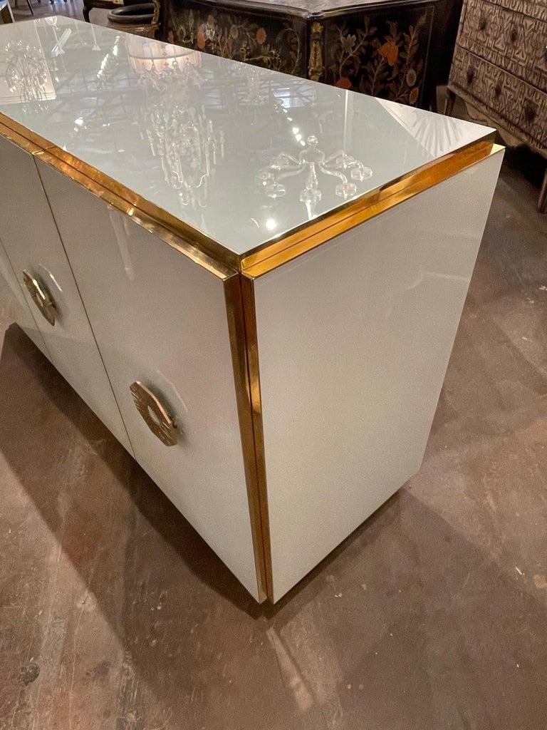 Contemporary Modern Murano Glass and Brass 3 Door Buffet