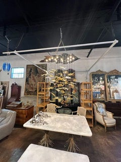 Modern Murano Glass and Brass Autumn Leaf Suspension Chandelier