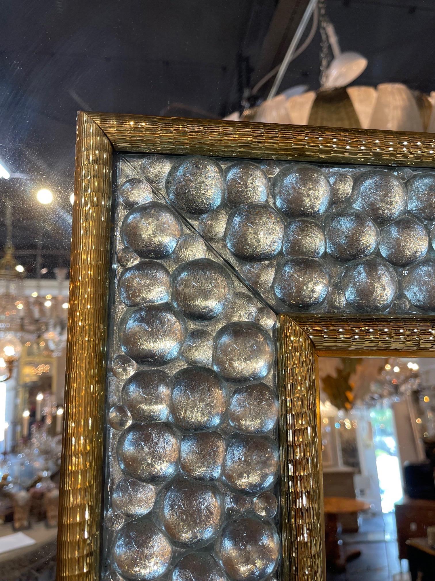 Modern Murano Glass and Brass Bubble Mirrors In Good Condition For Sale In Dallas, TX