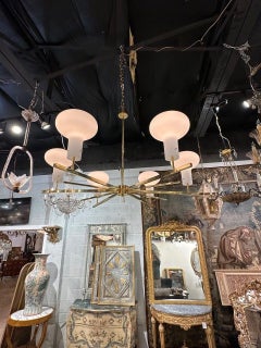 Modern Murano Glass and Brass Chandelier