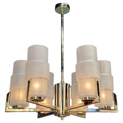 Modern Murano Glass and Brass Chandelier