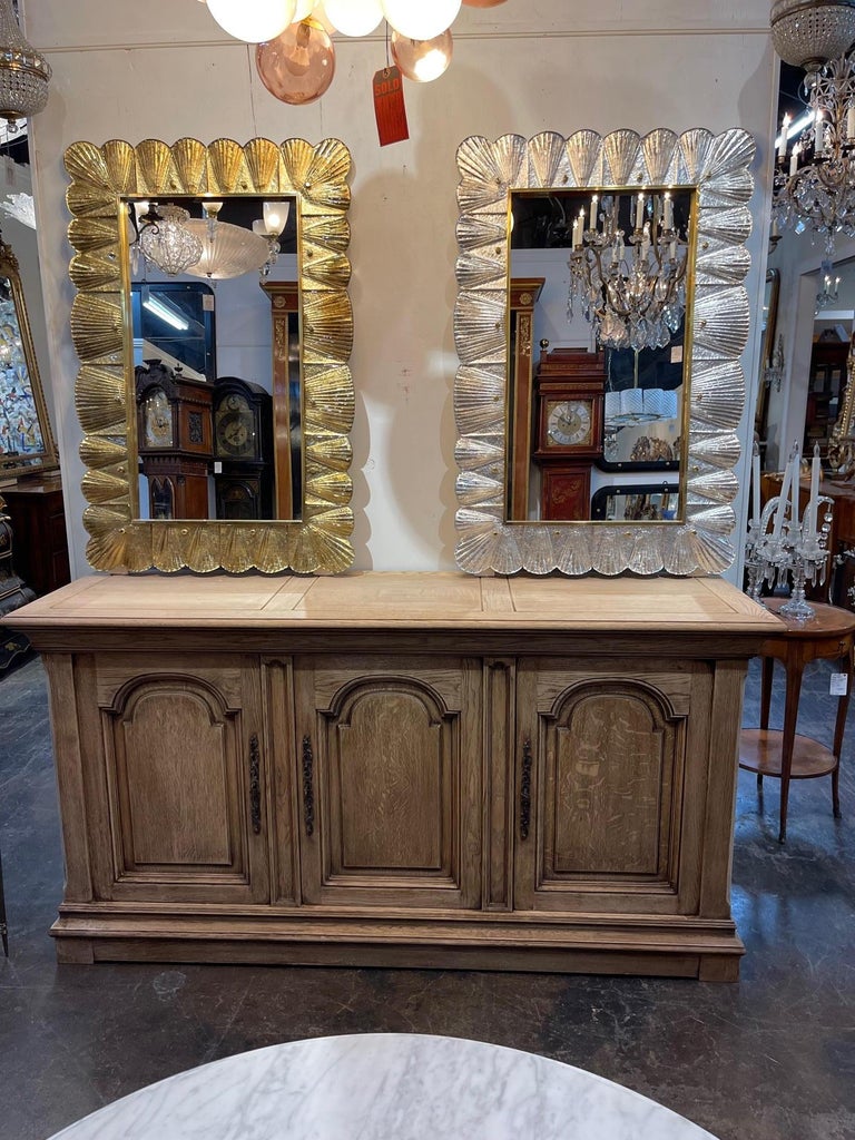 Modern Murano Glass and Brass Gold Ruffle Mirror For Sale at 1stDibs