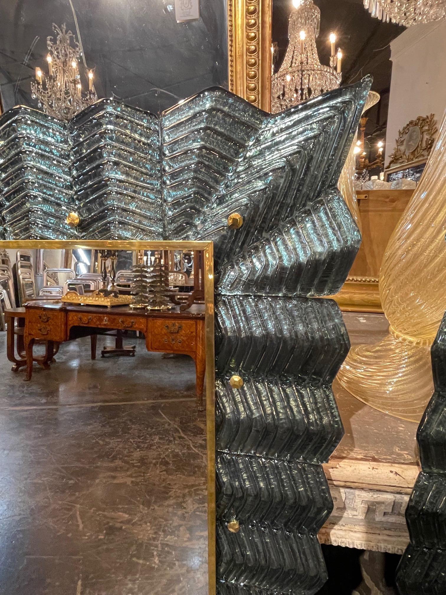 Italian Modern Murano Glass and Brass Mirrors