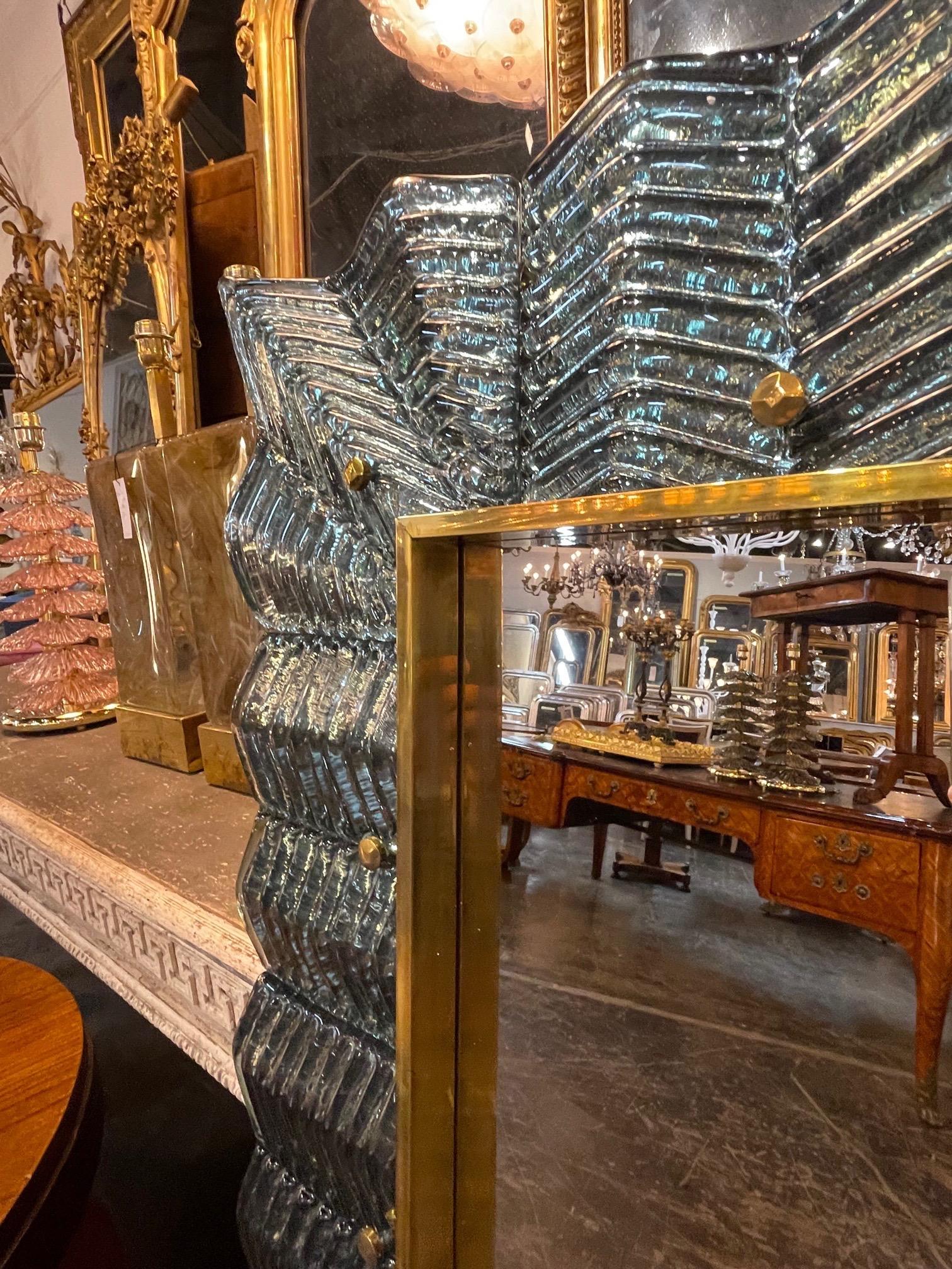 Contemporary Modern Murano Glass and Brass Mirrors
