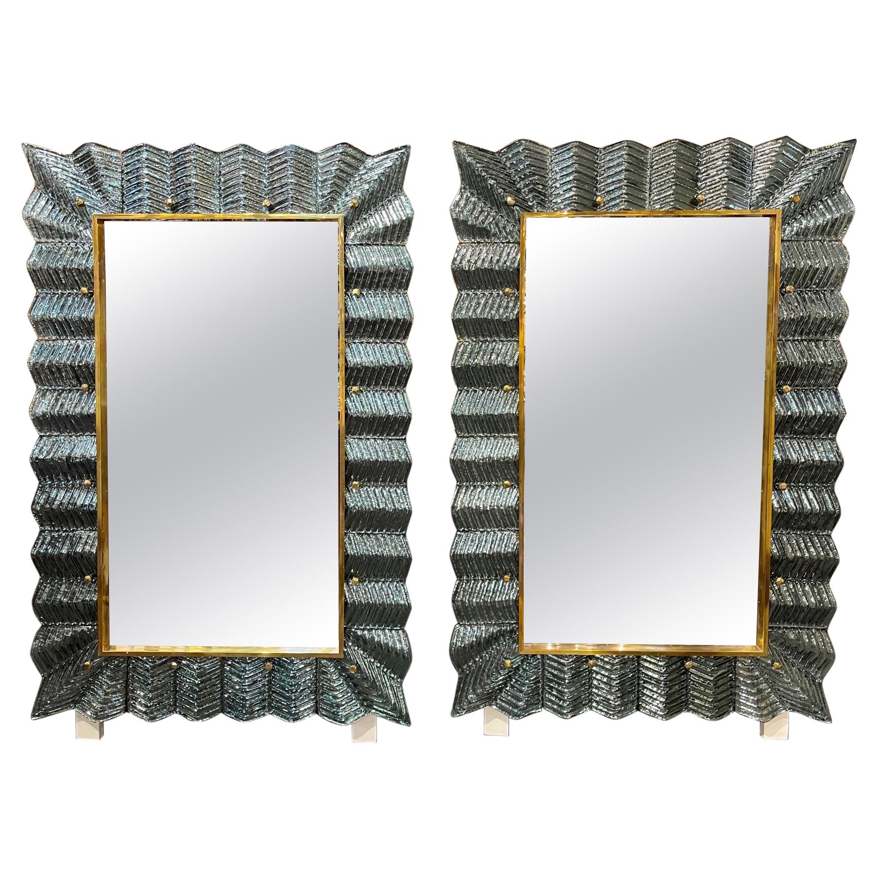 Modern Murano Glass and Brass Mirrors
