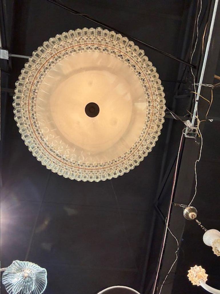 Modern Murano Glass and Brass Multi-Tier Drum Chandelier For Sale 2