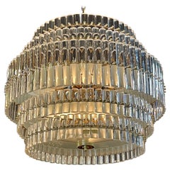 Modern Murano Glass and Brass Multi-Tiered Drum Form Chandelier