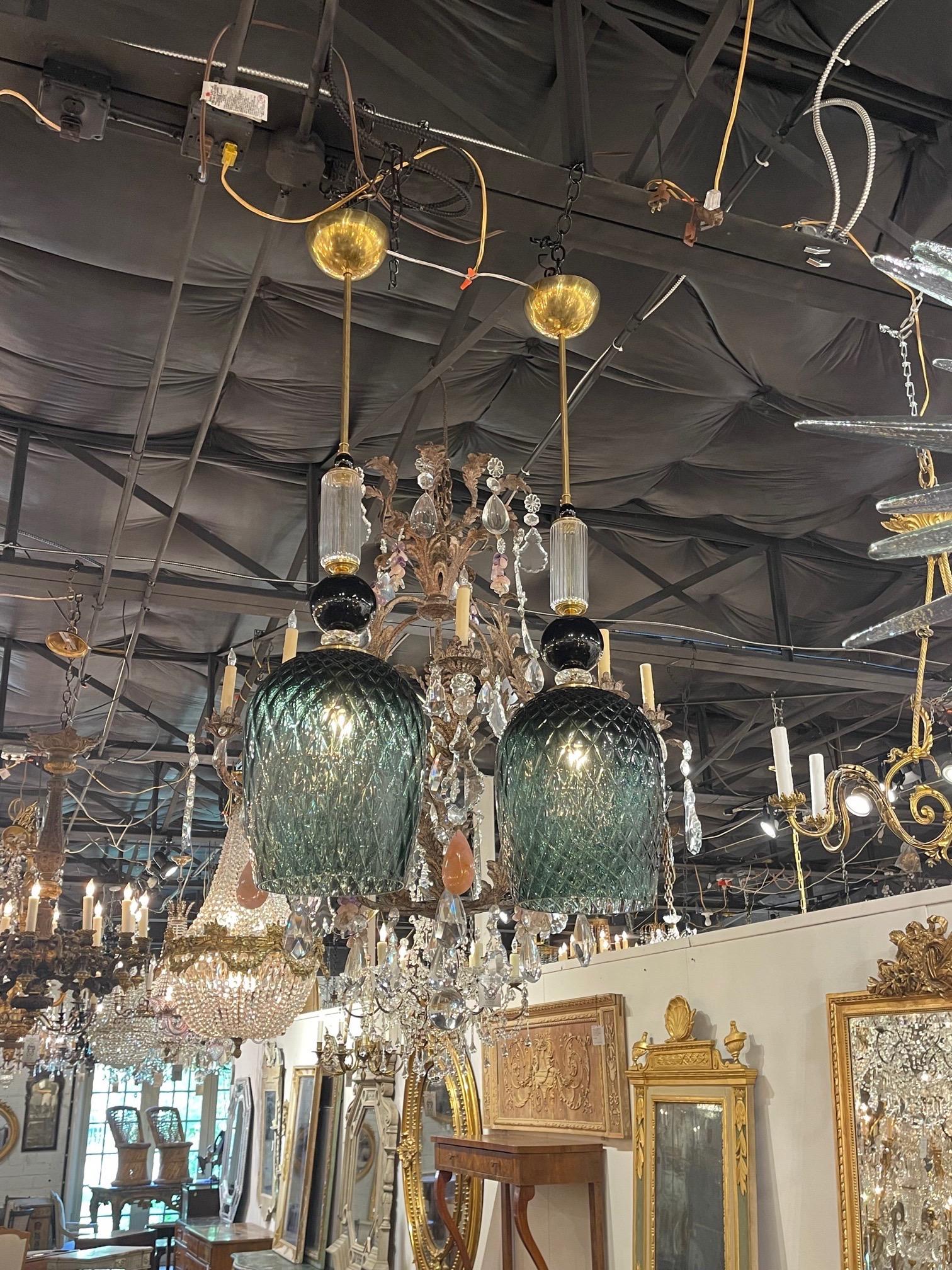 Modern Murano Glass and Brass Pendant Lights For Sale 1