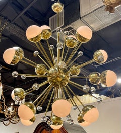 Modern Murano Glass and Brass Sputnik Chandelier