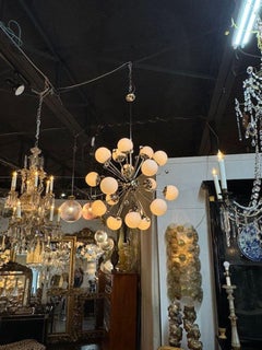 Modern Murano Glass and Brass Sputnik Chandelier