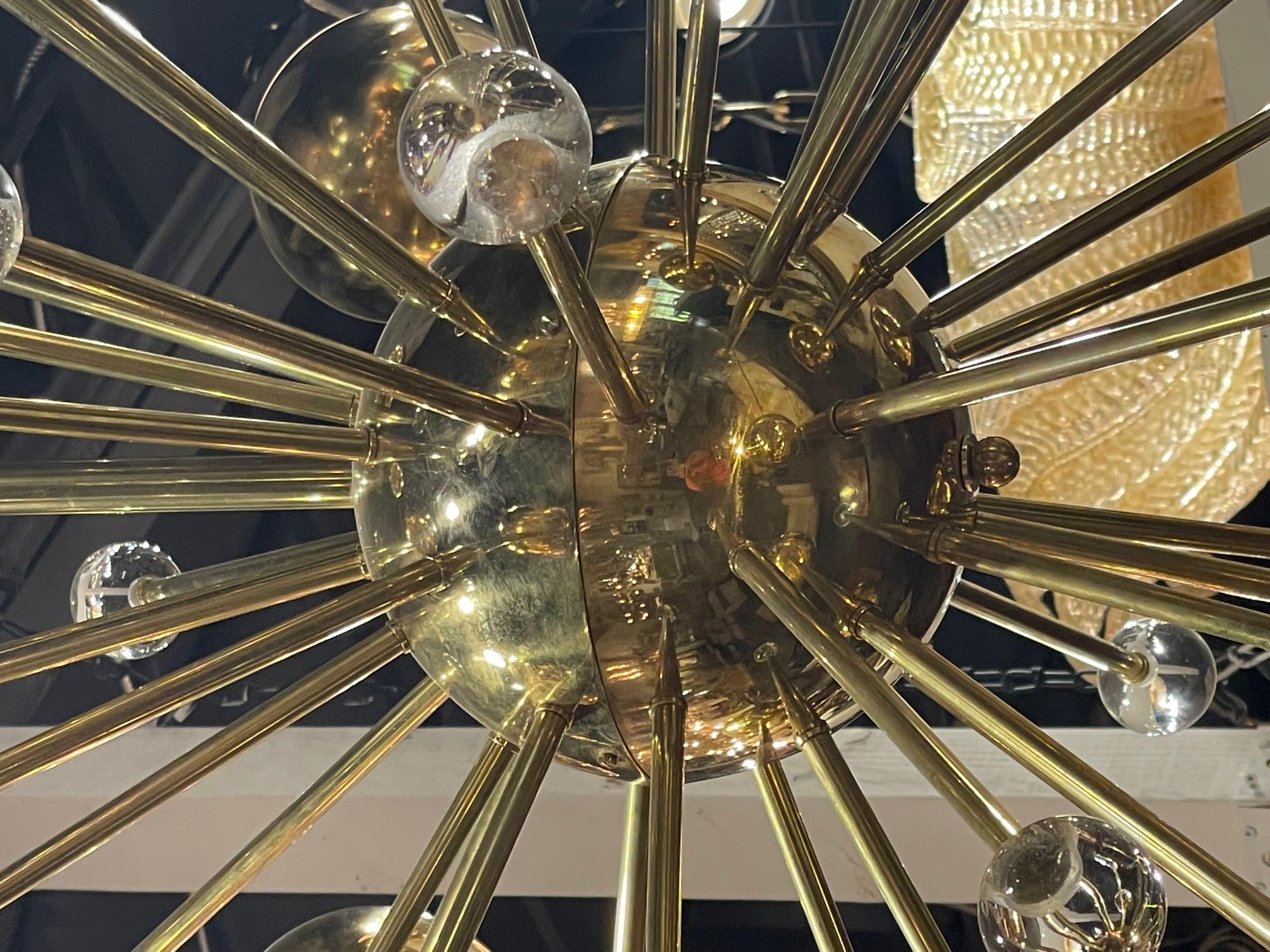 Modern Murano Glass and Brass Sputnik Chandelier 1
