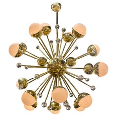 The Moderns Sputnik Modern Modern Glass and Brass Chandelier en verre de Murano et en laiton