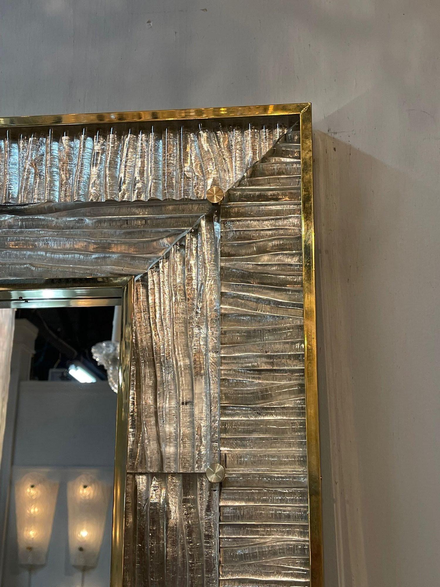 Modern Murano Glass and Polished Brass Mirrors In Good Condition In Dallas, TX