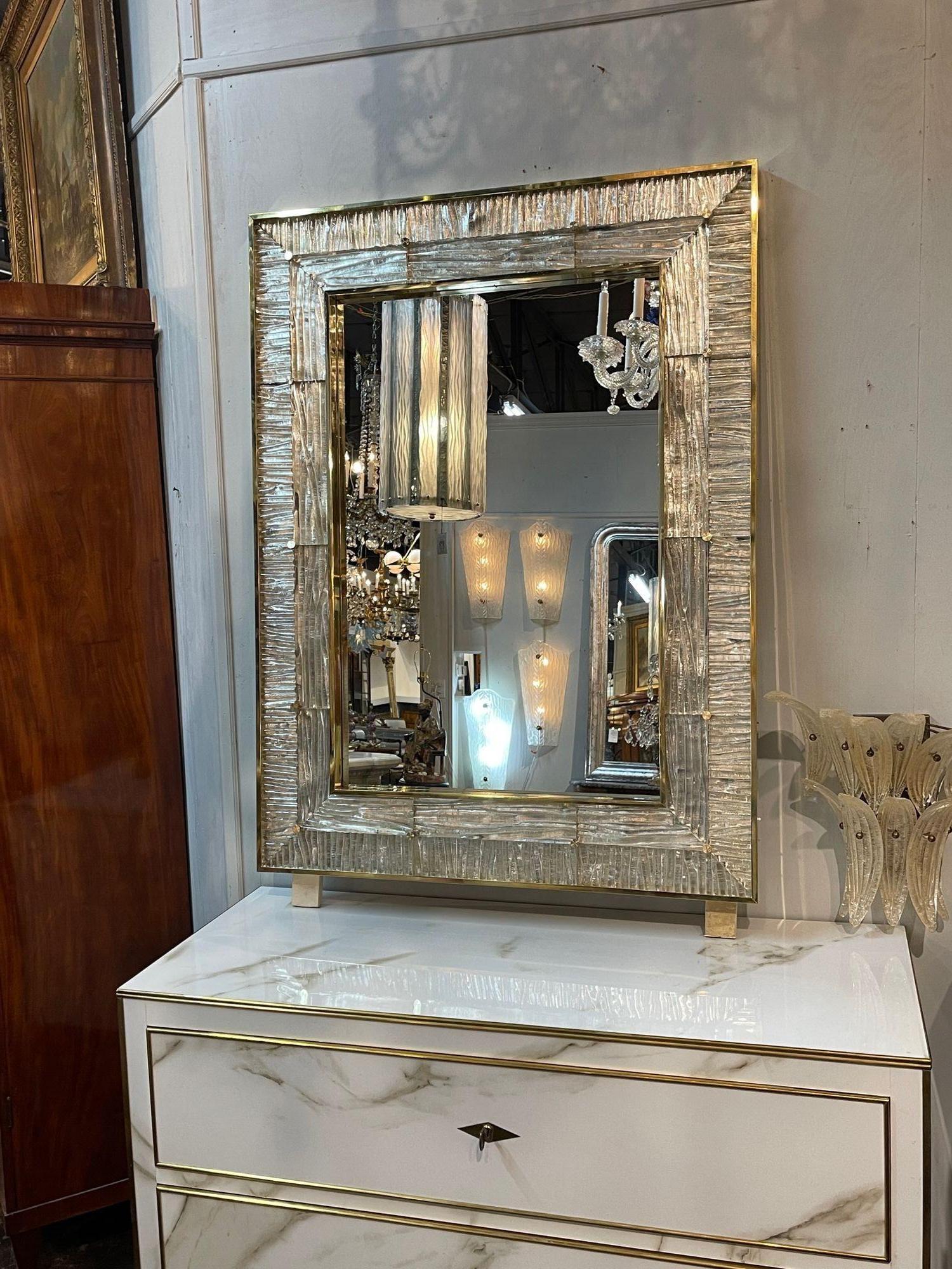 Modern Murano Glass and Polished Brass Mirrors 2