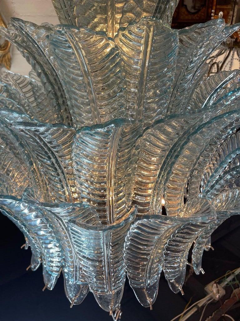 Modern Murano Glass Aqua Blue Waterfall Chandelier In Good Condition For Sale In Dallas, TX