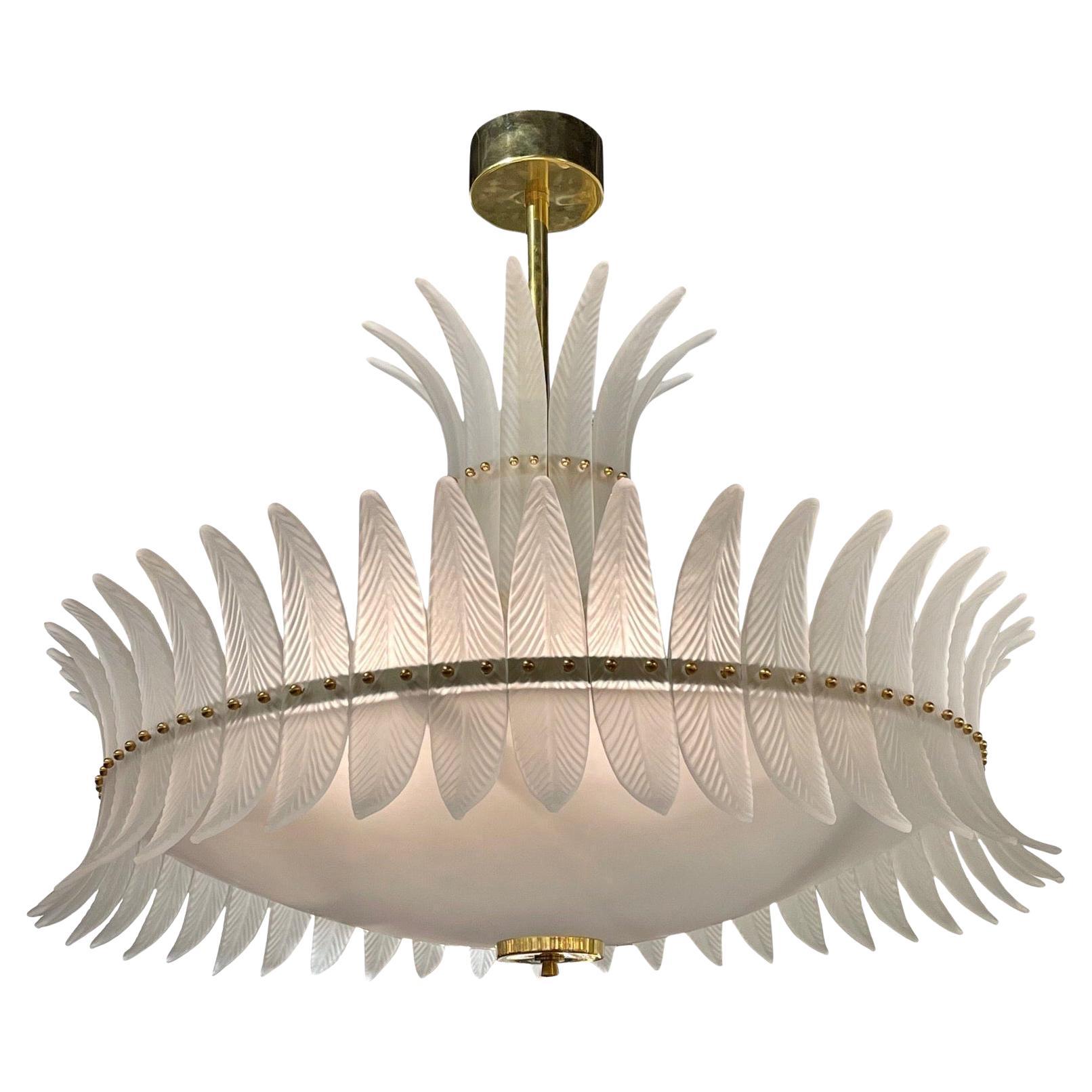 Modern Murano Glass Art Deco Style "Plume" Chandelier