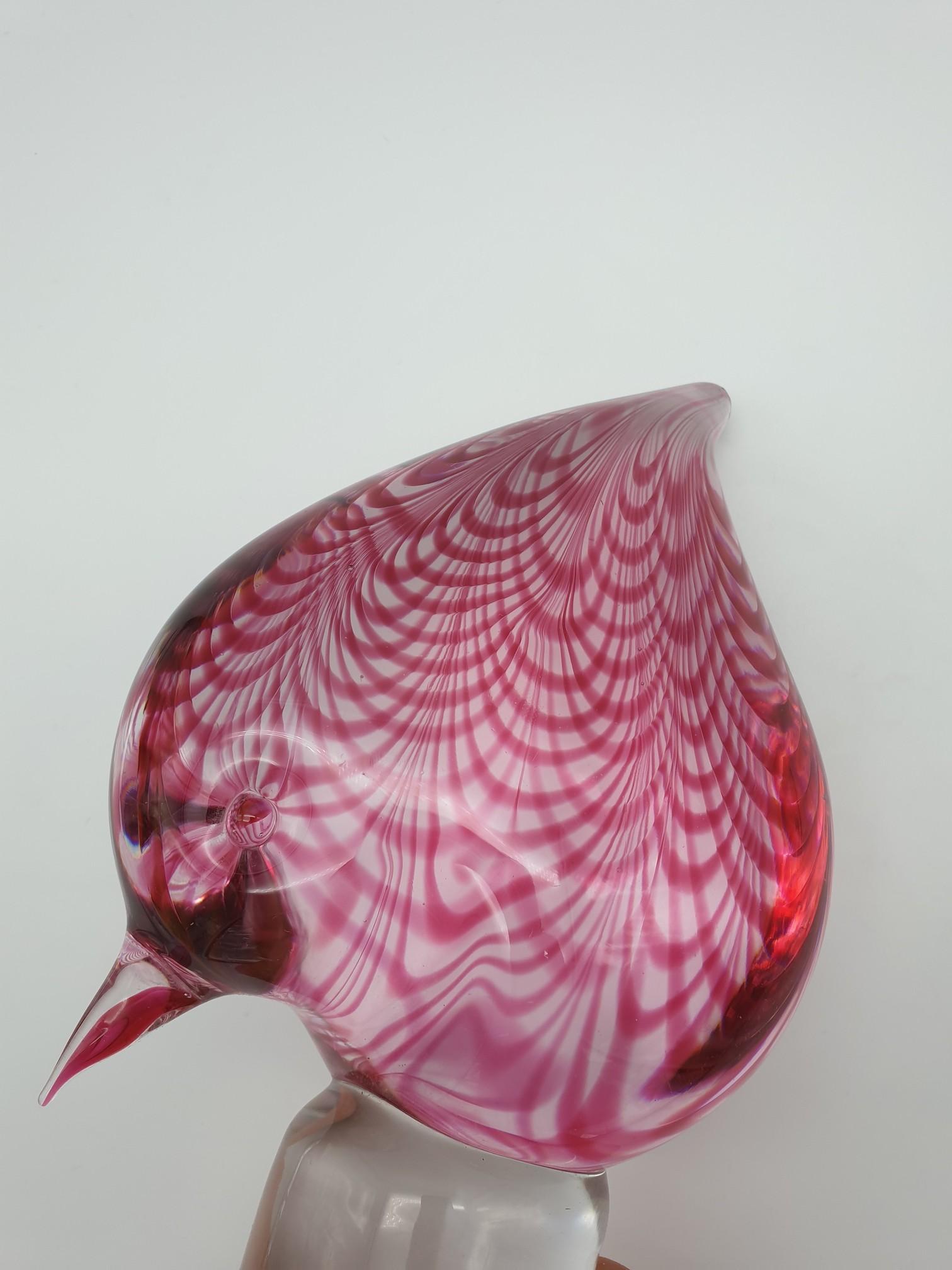 Italian Modern Murano Glass Bird in Ruby 