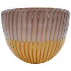 Modern Murano Glass Bowl, Amber and Amethyst Canes, by Cenedese, late 1990s