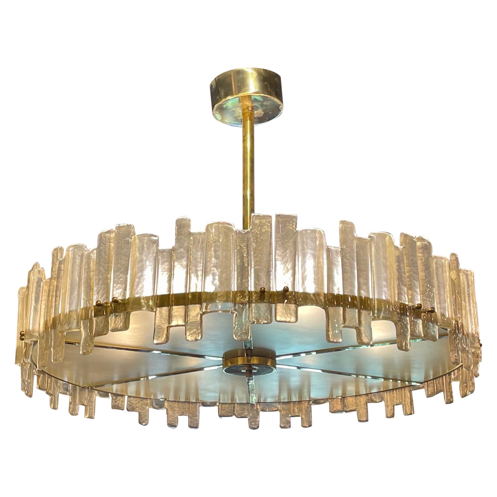 Lampadario moderno in vetro e ottone di Murano