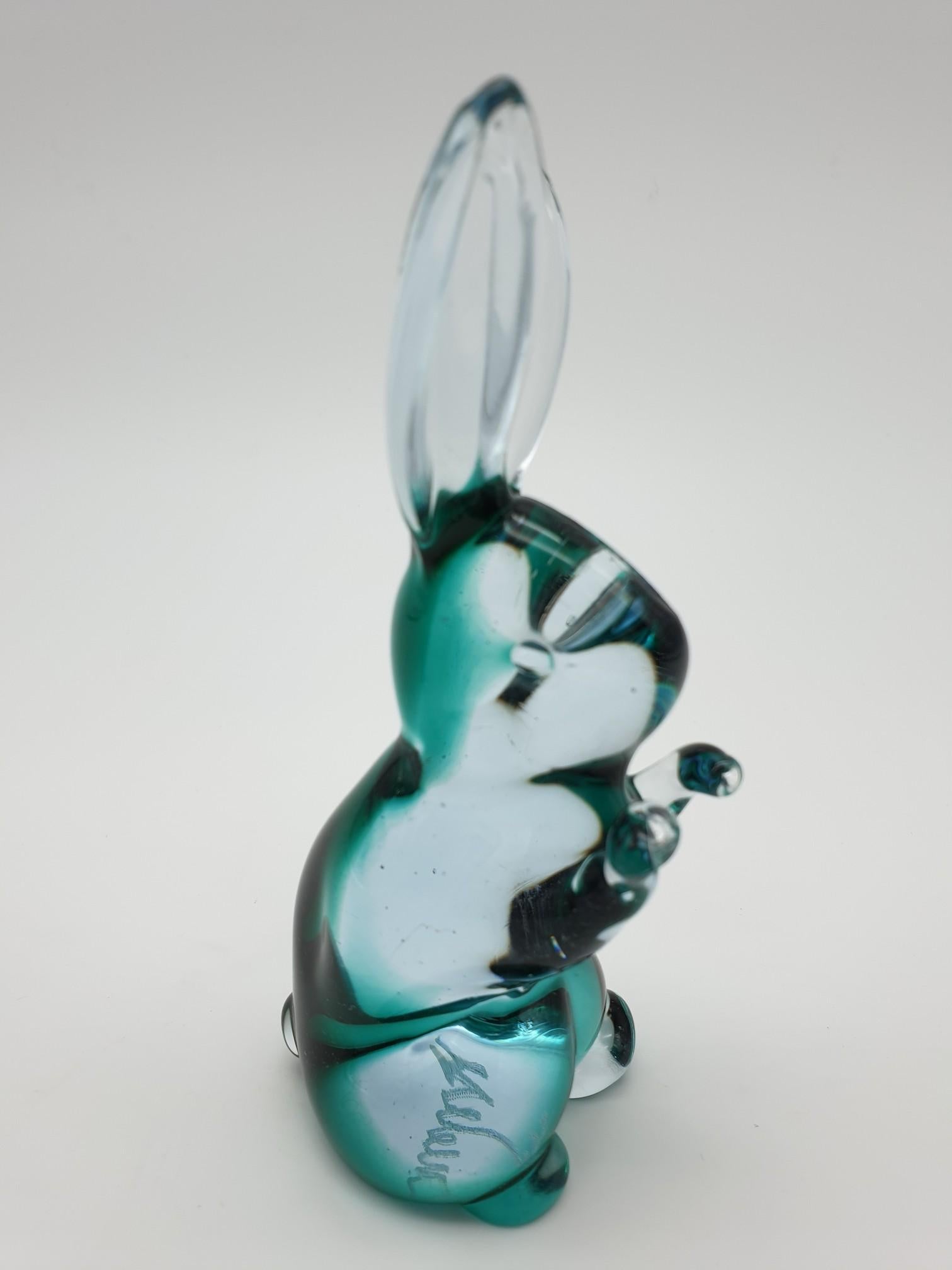 Hand-Crafted Modern Murano Glass Bunnies Pair by Cenedese, 1980s For Sale