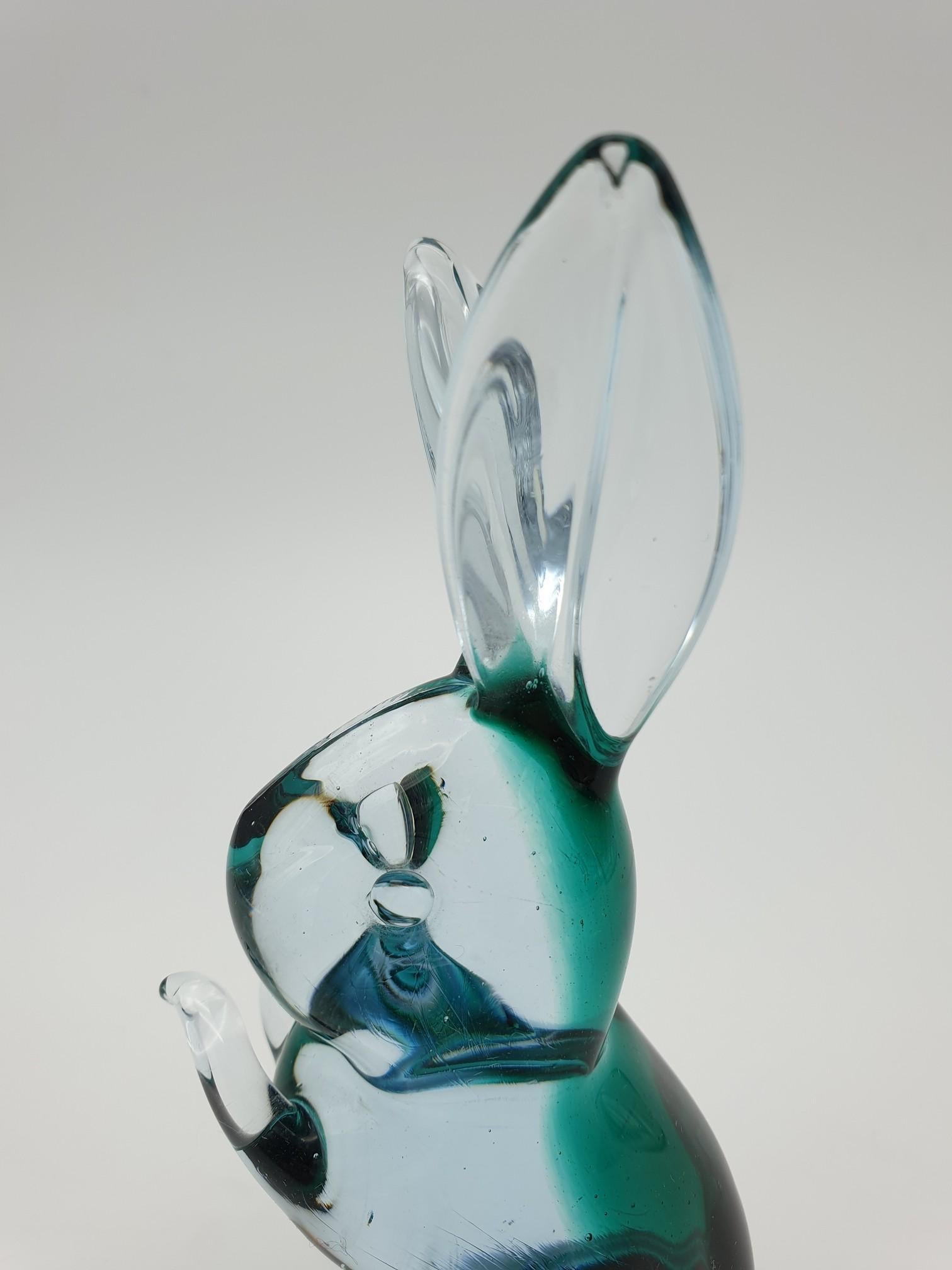 Late 20th Century Modern Murano Glass Bunnies Pair by Cenedese, 1980s For Sale