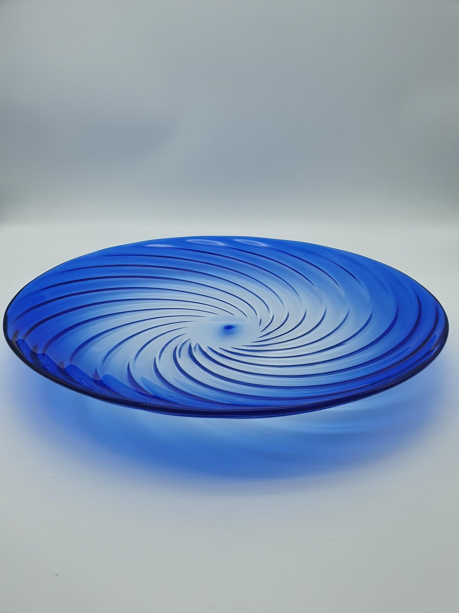Italian Modern Murano Glass Centerpiece in Blue Color by Cenedese, 1980s For Sale