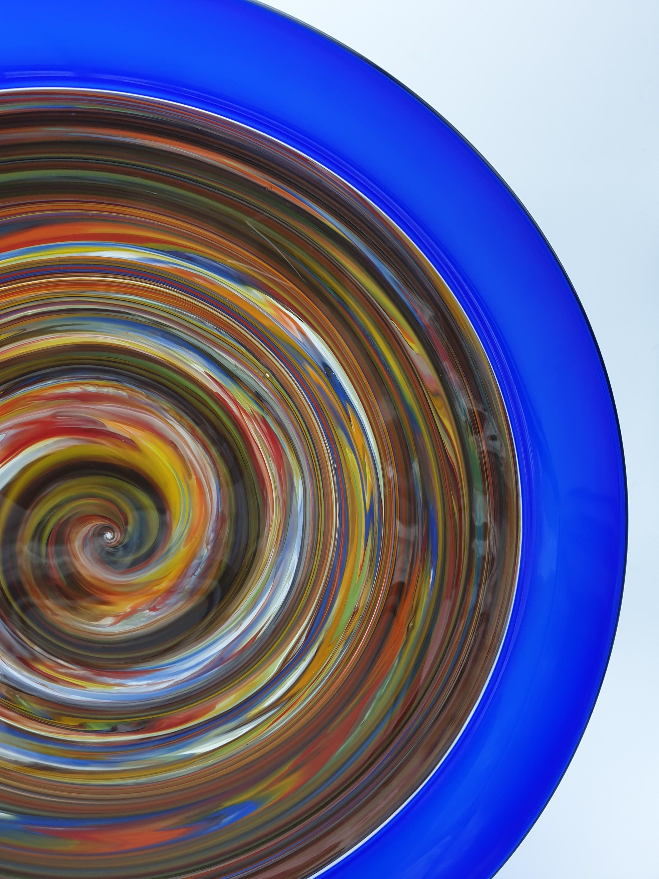 Modern Murano Glass Centerpiece/Platter with Blue 