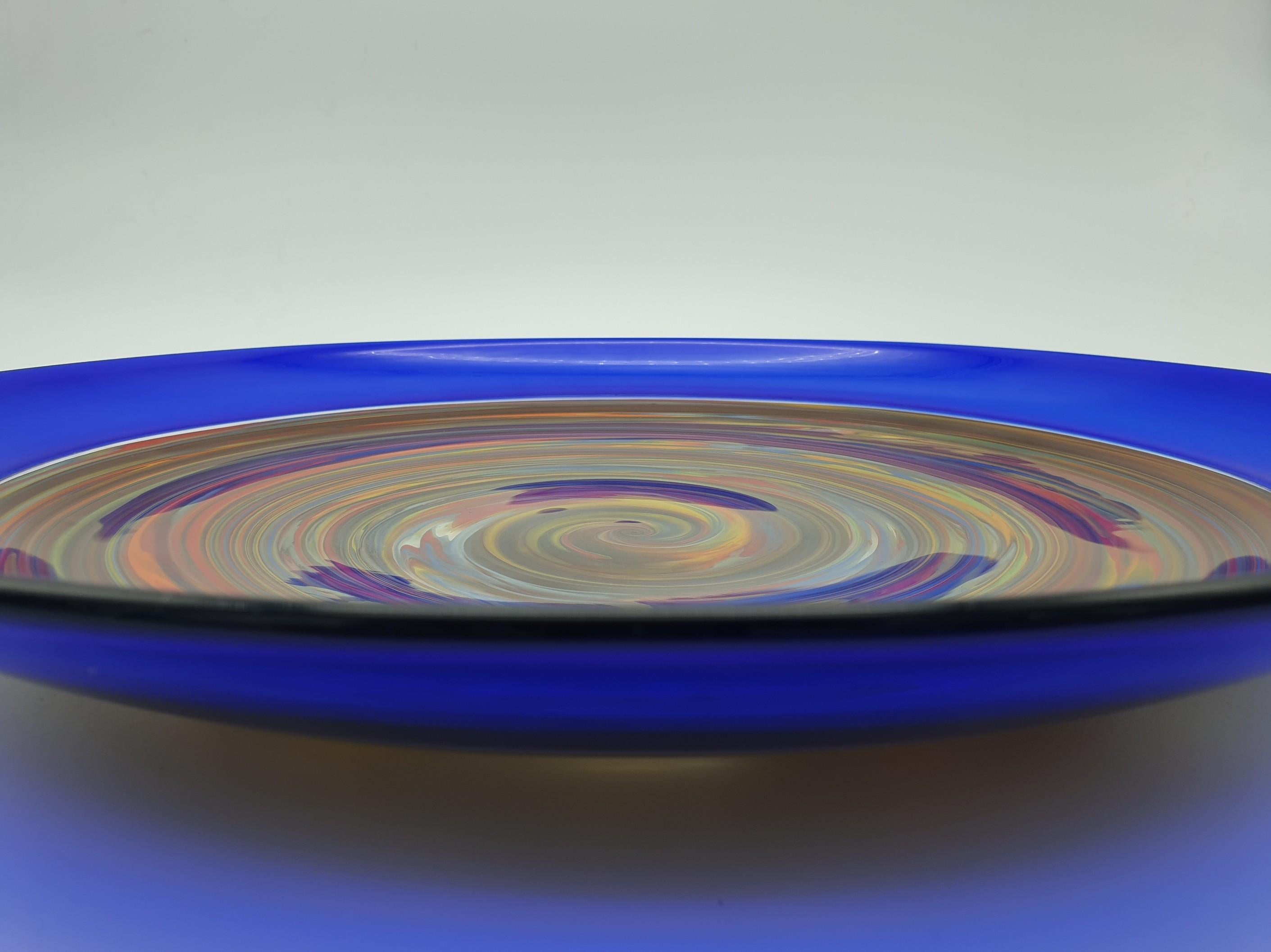 Modern Murano Glass Centerpiece/Platter with Blue 