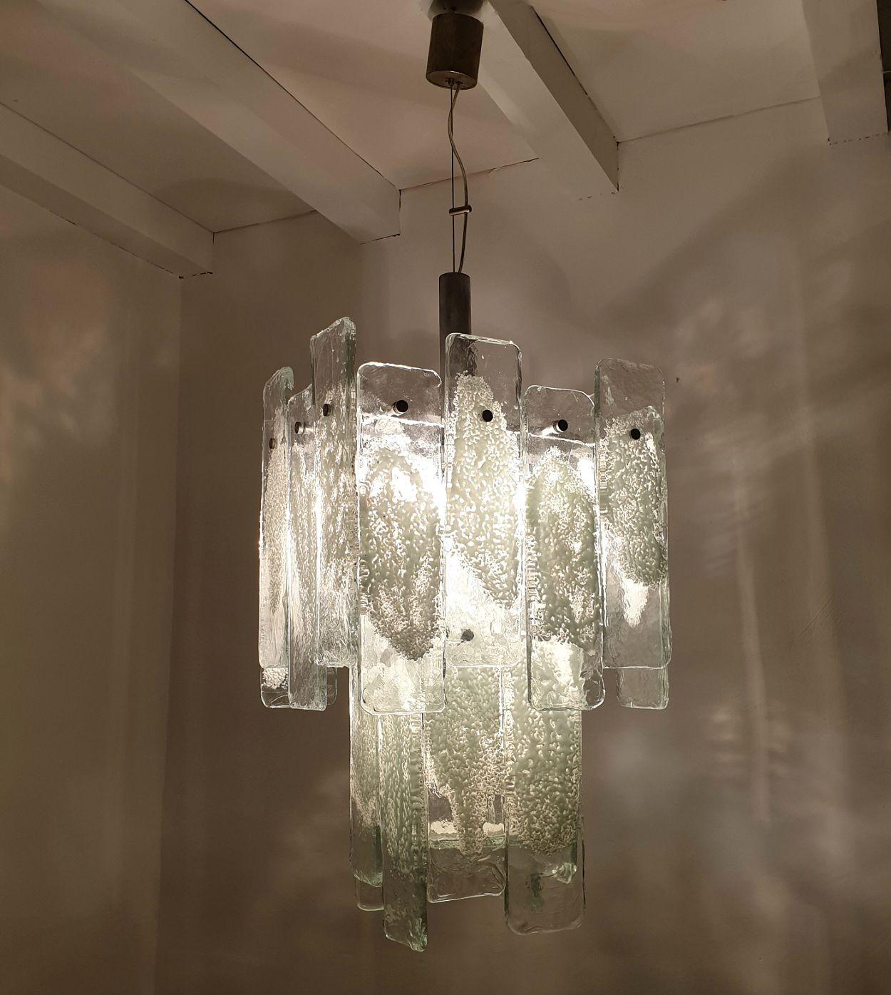 Lámpara moderna de cristal de Murano de Mazzega Años 70 Italiano en venta