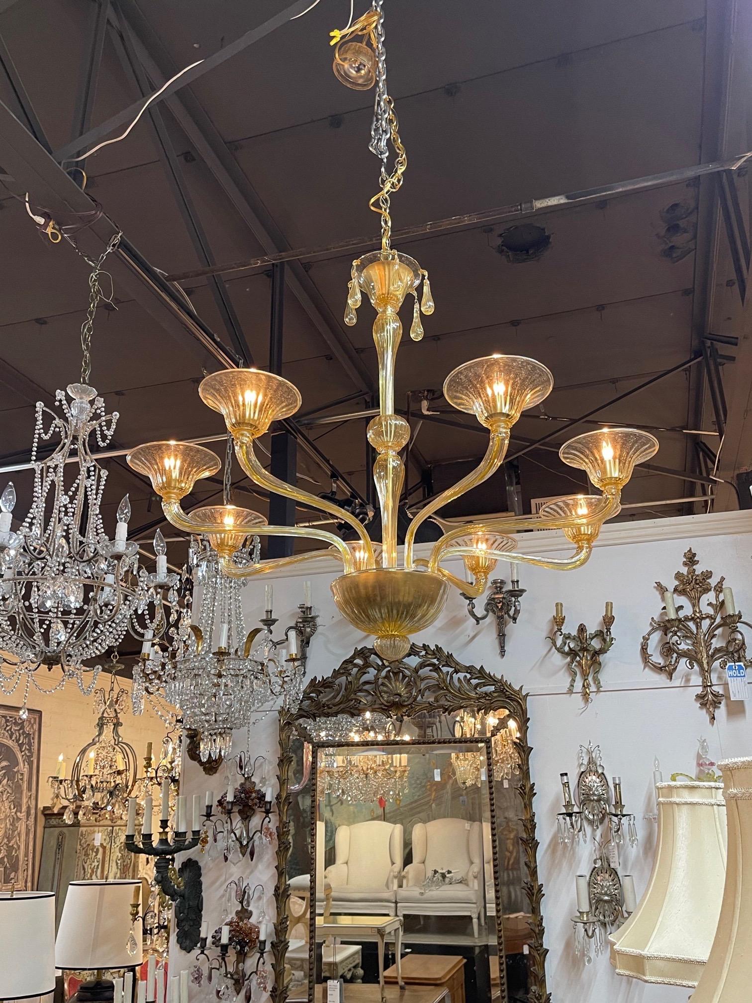 Italian Modern Murano Glass Chandelier with 8 Arms For Sale