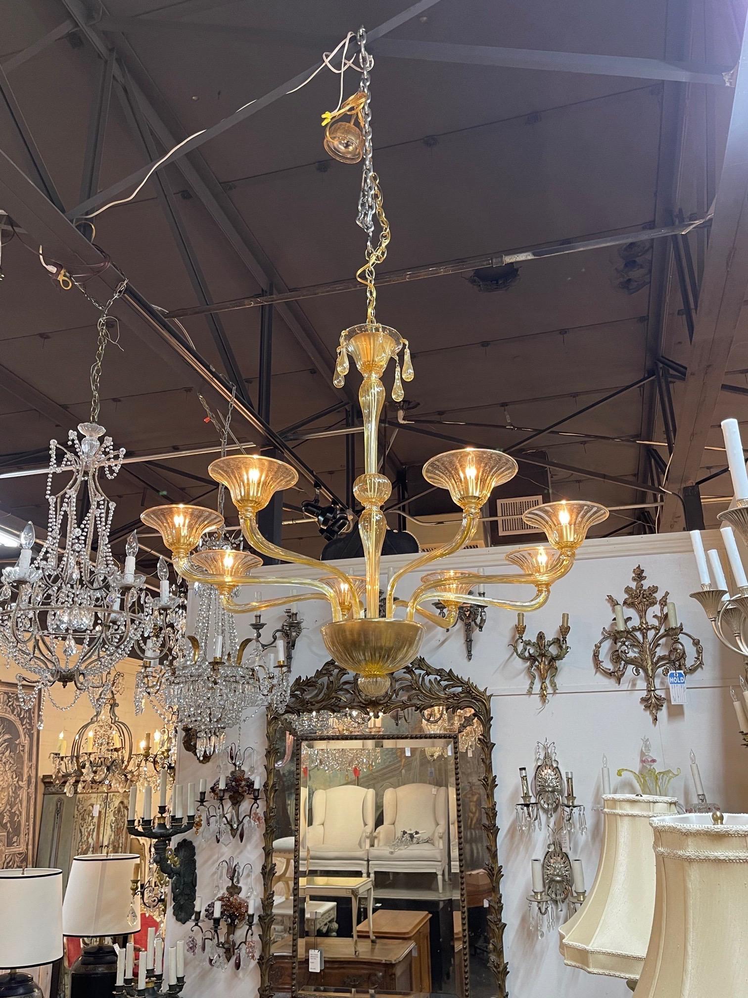 Modern Murano Glass Chandelier with 8 Arms For Sale 2