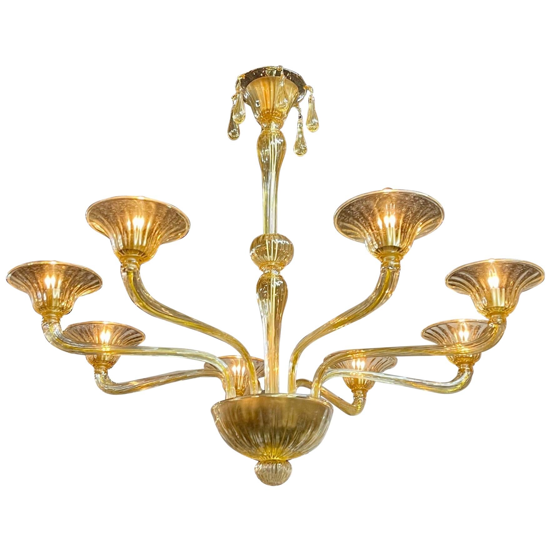 Modern Murano Glass Chandelier with 8 Arms For Sale