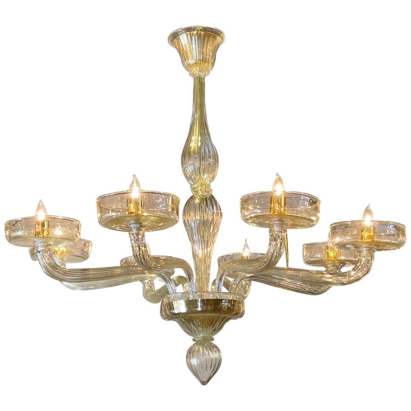 Modern Murano Glass Chandeliers with 8 Arms For Sale