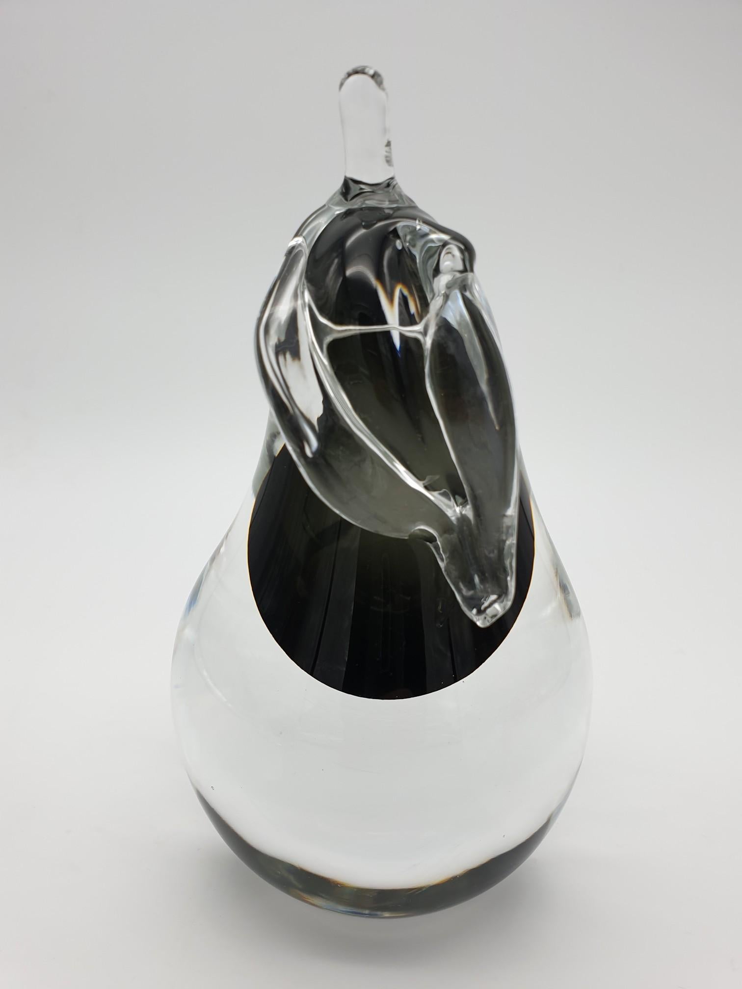 Modern Murano Glass Decorative Apple & Pear with Black Sommerso, Cenedese, 1980 For Sale 6